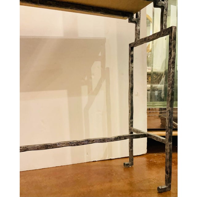 Modern Maitland-Smith French Iron Finished Ribbed Rage Console Table For Sale - Image 3 of 5