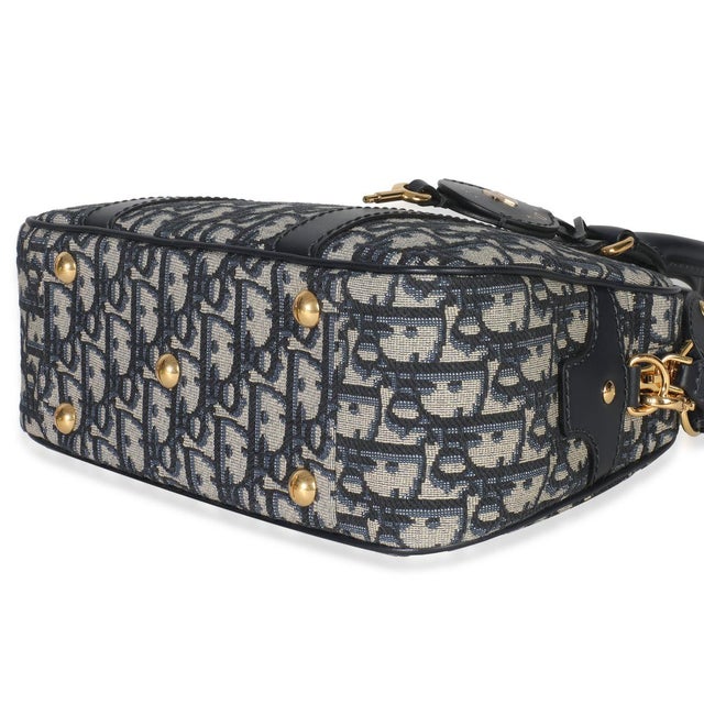 Textile Navy Oblique Canvas Small D Vibe Bowling Bag For Sale - Image 7 of 9