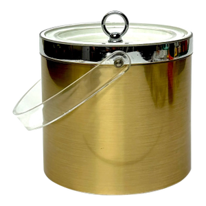 Chrome, Brass and Lucite Ice Bucket by Georges Briard
