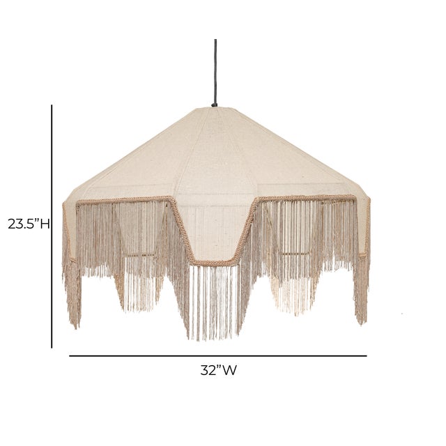 2020s Buchanan Fabric Fringed Angled Pendant Light, Natural For Sale - Image 5 of 6