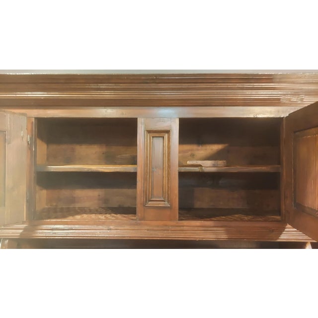 18th-Century Swiss Alpine Two-Piece Oak Hutch — Hand-Crafted by Artisan Farmers, Winter Workshop Piece For Sale - Image 4 of 16