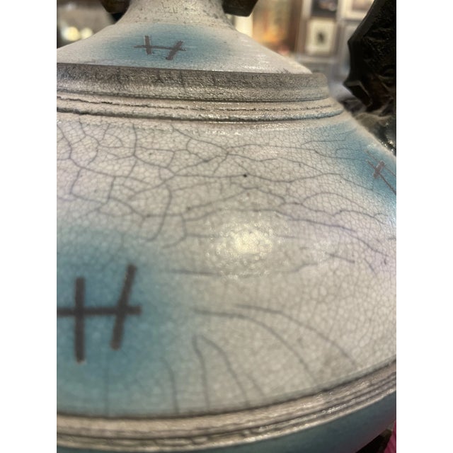 Vintage Studio Art Raku Lidded Vessel by Gerald Hong of California For Sale - Image 9 of 9