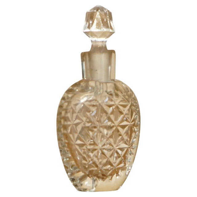 Antique French Cut Glass Crystal Collectable Dressing Table Perfume Bottle, 1920 For Sale