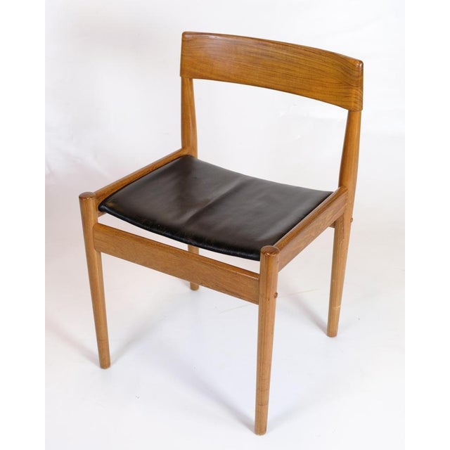 Model P H 3-2 Chairs in Teak with Black Leather Seats by Grete Jalk, 1960s, Set of 6 For Sale - Image 9 of 18