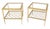 Pair of Square Glass Top Gold Gilt Metal Glass Top End Tables Stands MINT!