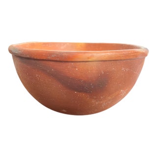 Handmade Signed Terracotta Bowl / Primitive Studio Pottery Vessel For Sale