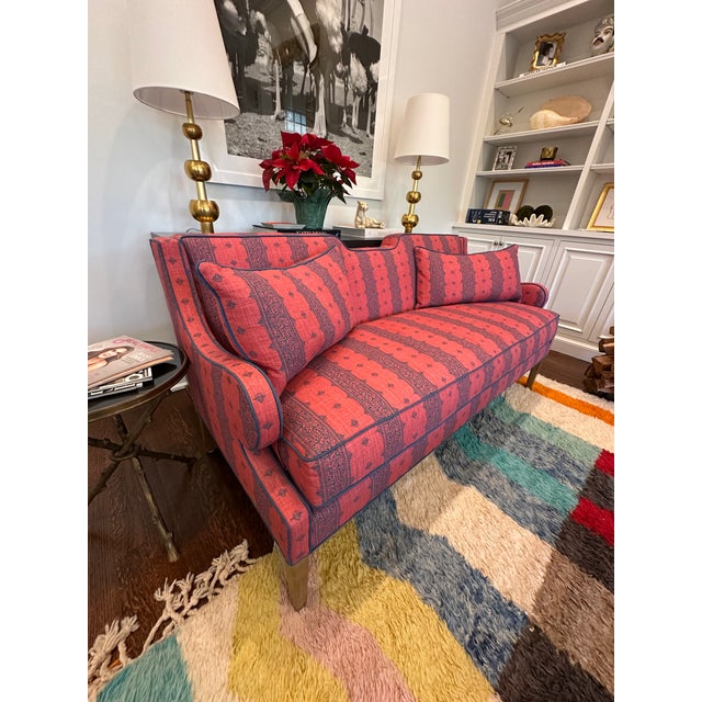 Red Draper Loveseat For Sale - Image 8 of 10