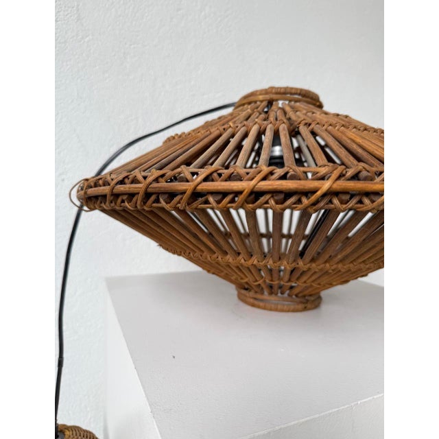 Italian UFO Pendant Light in Wicker, 1960s For Sale - Image 14 of 18