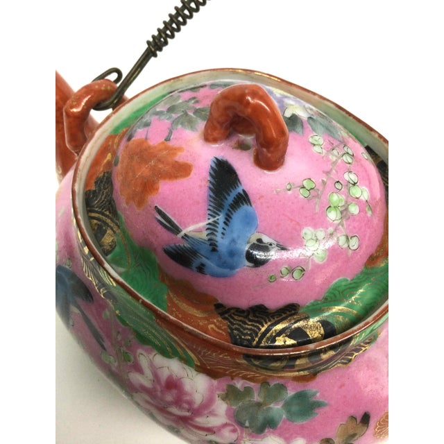 Metal Antique Chinese Porcelain Tea Pot For Sale - Image 7 of 13