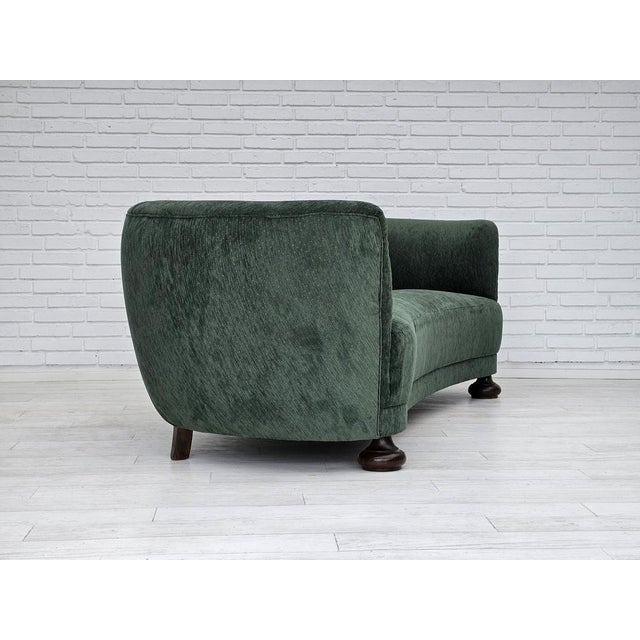 Vintage Danish Velour 3 Seater Banana Sofa, 1960s For Sale - Image 15 of 18