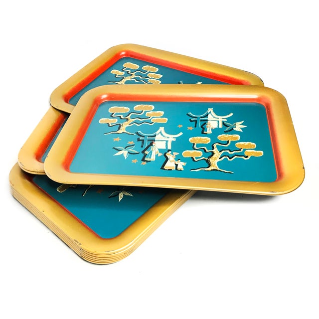 1940's Japanese Tin Motif Serving Trays Set of 10 Chairish