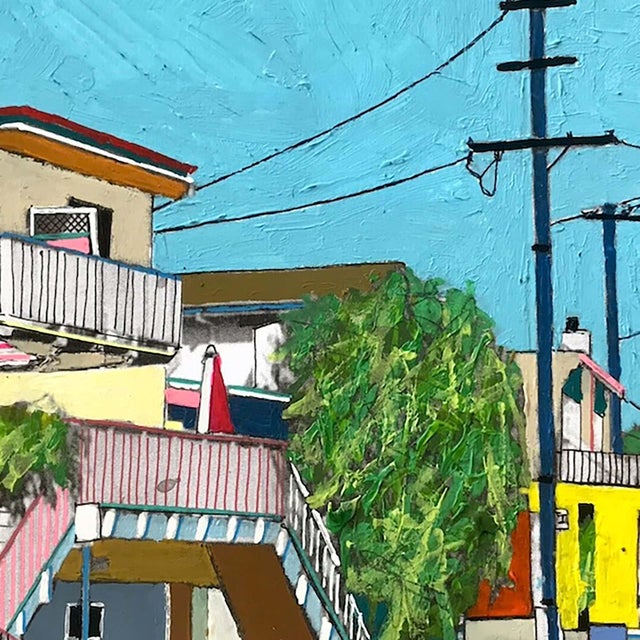 Strolling Hermosa Beach - Original Coastal California Pop Art Mixed Media Work on Paper by Fabio Coruzzi For Sale In Los Angeles - Image 6 of 6