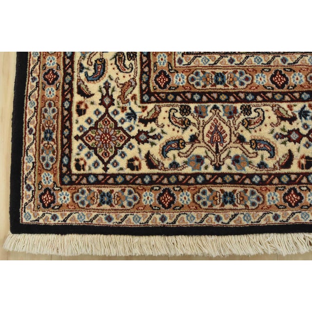 Fine Mood Rug 5’6” X 7’8” Blue Wool Vintage Hand-Knotted Carpet For Sale - Image 10 of 13