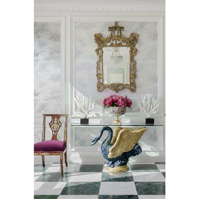 Vintage Hollywood Regency Parcel Gilt Swan Pedestal Dining Table Base - Newly Painted For Sale - Image 13 of 13