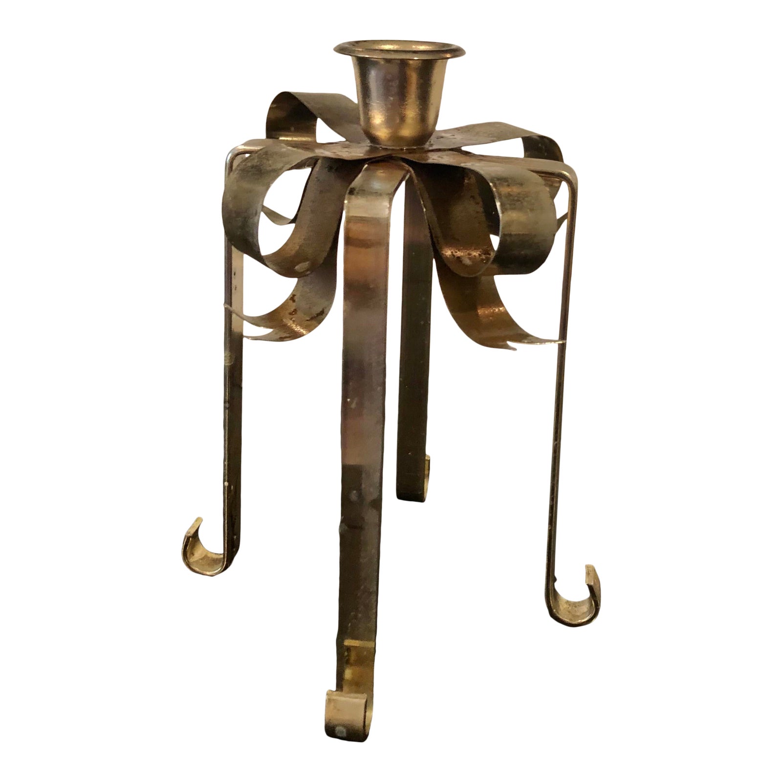 1950s Brass Bow Candle Holder Chairish
