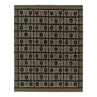 Rug & Kilim's Scandinavian Style Kilim Rug in Blue and Beige-Brown Geometric Pattern - 8'x10' For Sale