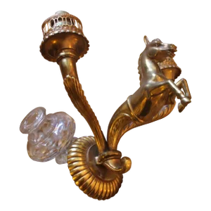 1930's French Art Deco Solid Bronze "Equine" Horse Figural Wall Sconce Attrib. Maison Jansen