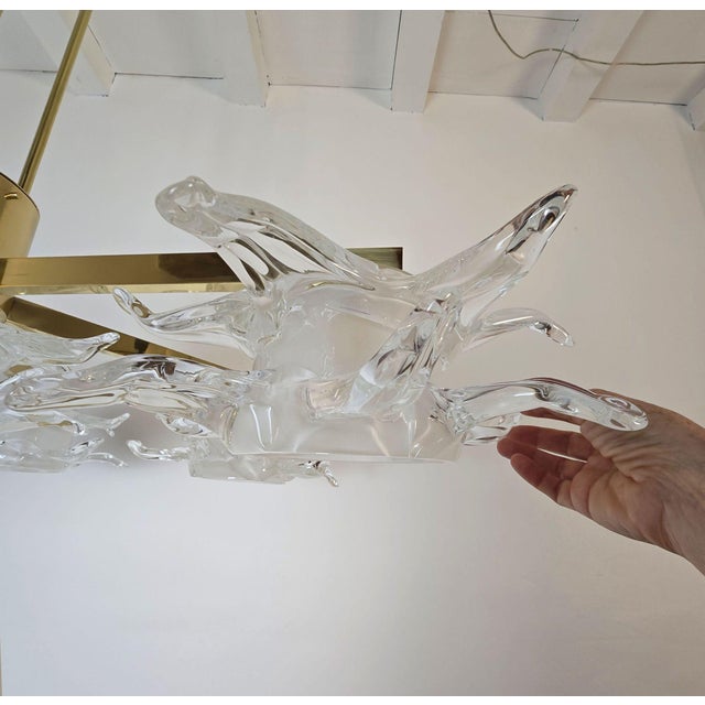 1990s Mid Century Modern Murano Glass and Brass Chandelier For Sale - Image 13 of 15