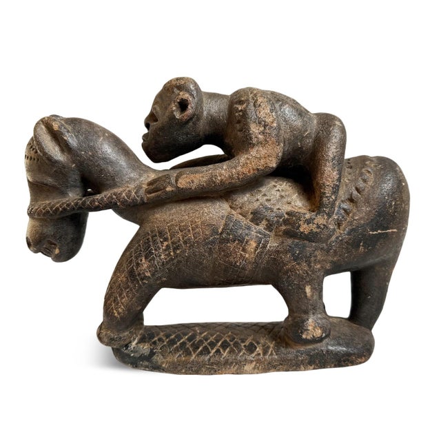 Rare Antique Sandstone Dogon Horse Rider Sculpture Mali For Sale - Image 4 of 12