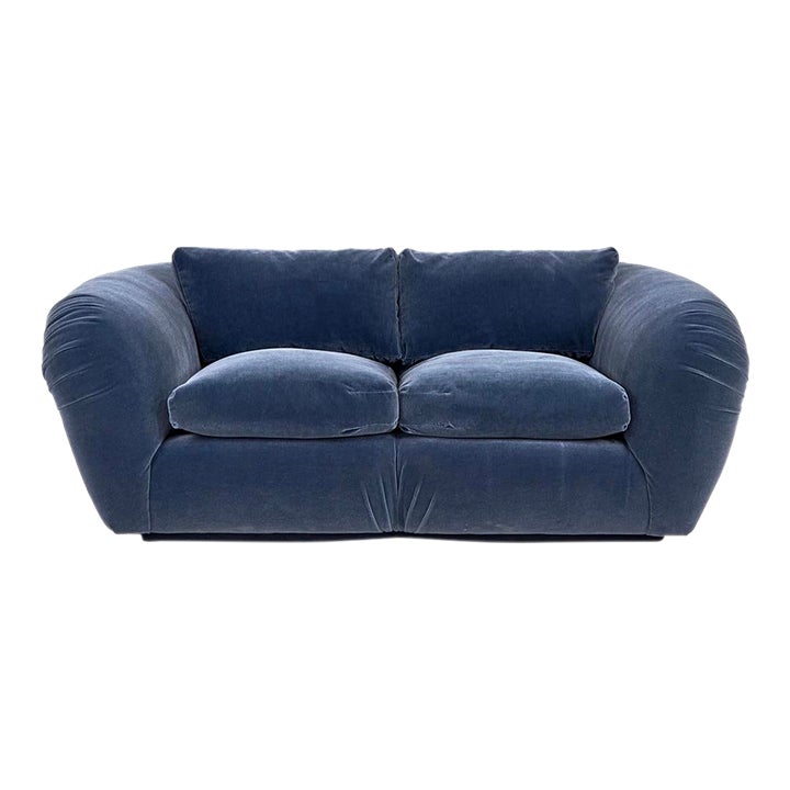 Jay Spectre Sofa Navy Blue Mohair, 1990 Chairish