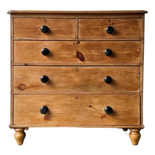 Antique English Pine Honey Tone Dresser Chest of Drawers - 1870 For Sale