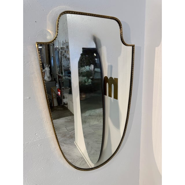 Vintage Hollywood Regency Brass Beaded Wall Mirror For Sale - Image 10 of 10