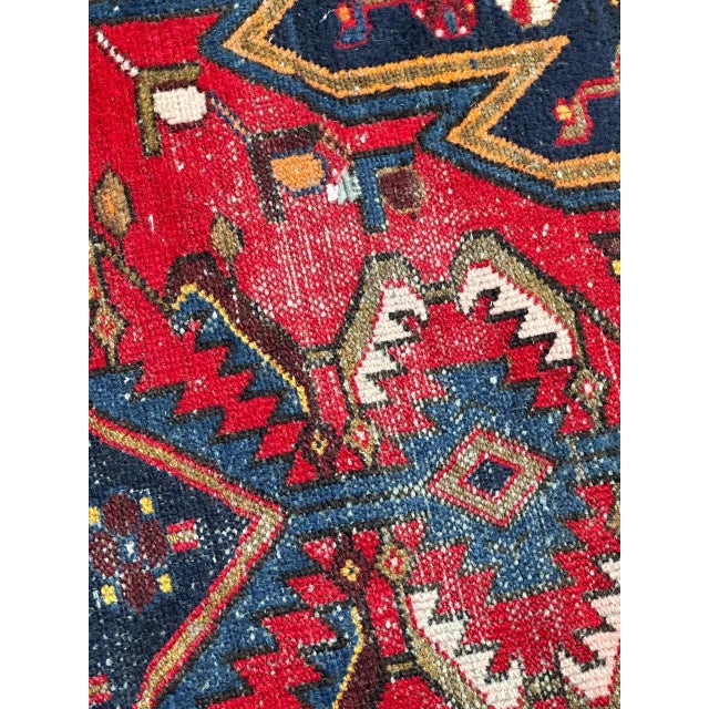 Blue Vintage Mazlaghan Rug, 1950s For Sale - Image 8 of 18