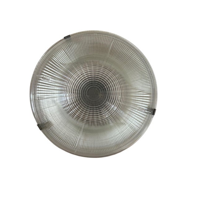 Metal Mid 20th Century Rare Holophane Flushmount Light Fixture For Sale - Image 7 of 11