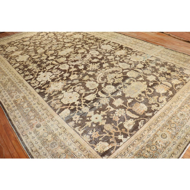 Antique Zabihi Collection Persian Mahal Brown Rug - 10'7" x 17'3" For Sale In New York - Image 6 of 11