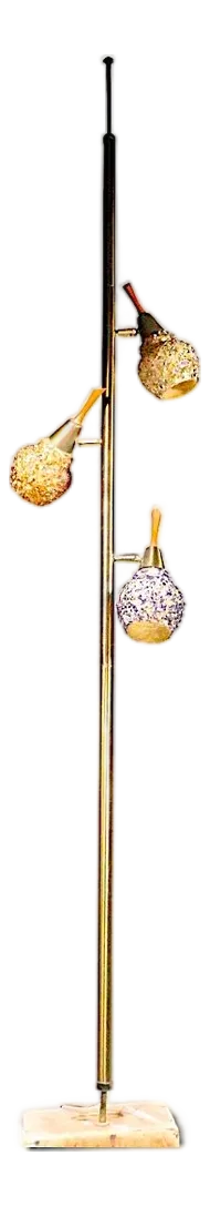 Mid 20th Century Mid Century Modern Tension Pole Lamp With Three Plastic Confetti Decorated Shades