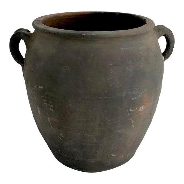 Large Antique Matte Black Pottery Jug Chairish