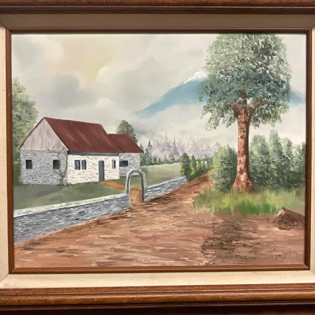 Vintage Impressionist Original Oil Painting, English House Down the Lane, Signed. For Sale - Image 9 of 10