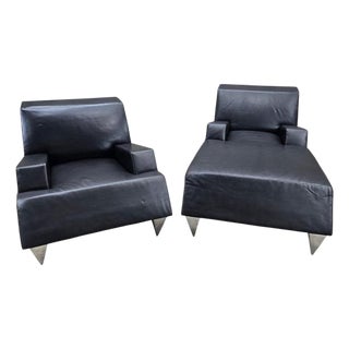 Vintage Modern Lounge Chair and Chaise, 2-Piece Set by Catherine Chanicci For Sale