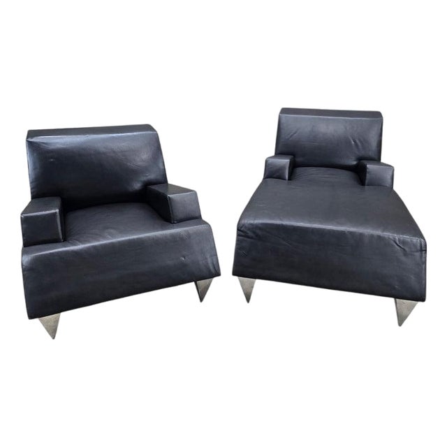 Vintage Modern Lounge Chair and Chaise, 2-Piece Set by Catherine Chanicci For Sale