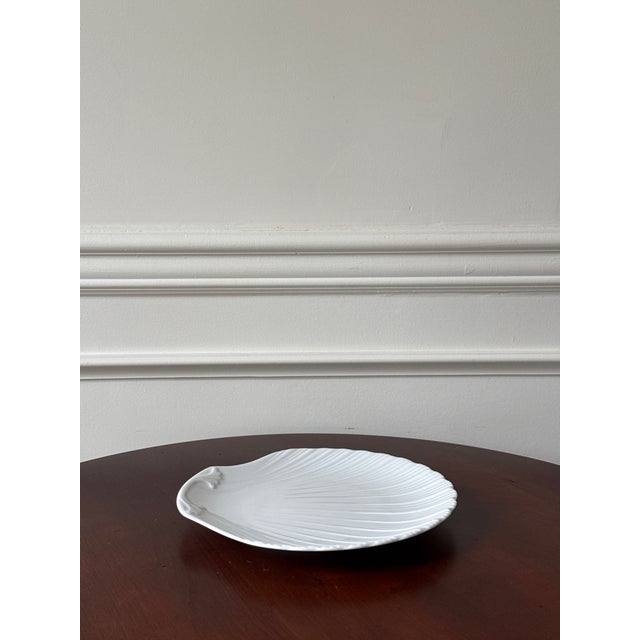 Contemporary Scallop Shell Shaped White Ceramic Plates— Set of Four For Sale - Image 15 of 18