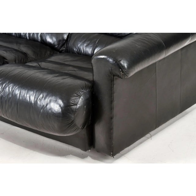 De Sede Black Leather Sofa, 1970 For Sale - Image 9 of 12