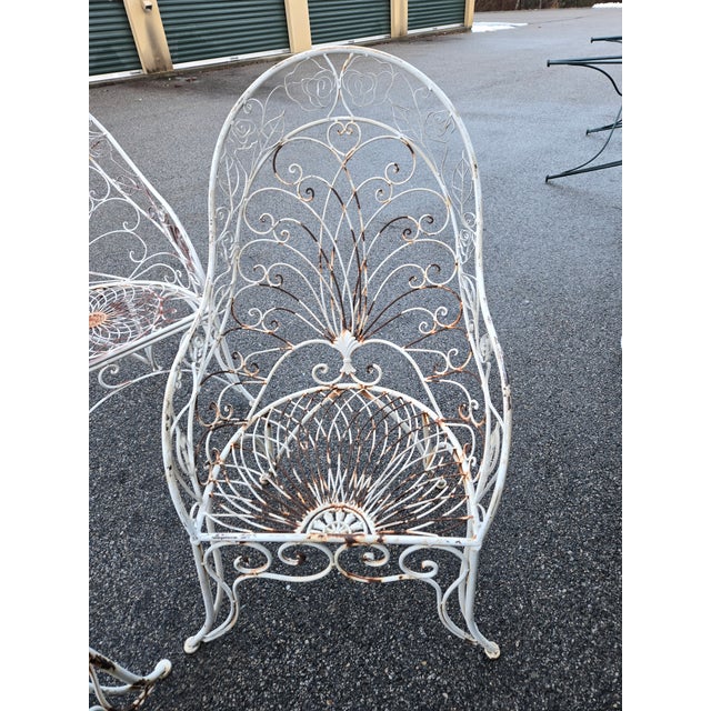 White Vintage Salterini Wrought Iron Outdoor Patio Furniture, 3 Pieces For Sale - Image 8 of 11