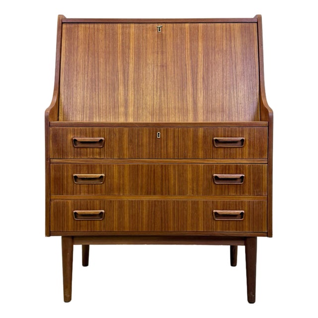 Mid-Century Danish Modern Drop Down Secretary Desk in Teak by Maurice Villency, Denmark, C. 1960s For Sale
