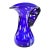 Mid 20th Century Handmade Blue & White Art-Glass Vase With Swirled Handle For Sale