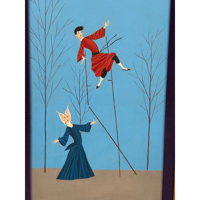 1960s Large Mid-Century Italian Surrealist “Flying Priest” Painting by Veniero Canevari in Original B-Q Co. Frame For Sale - Image 5 of 8