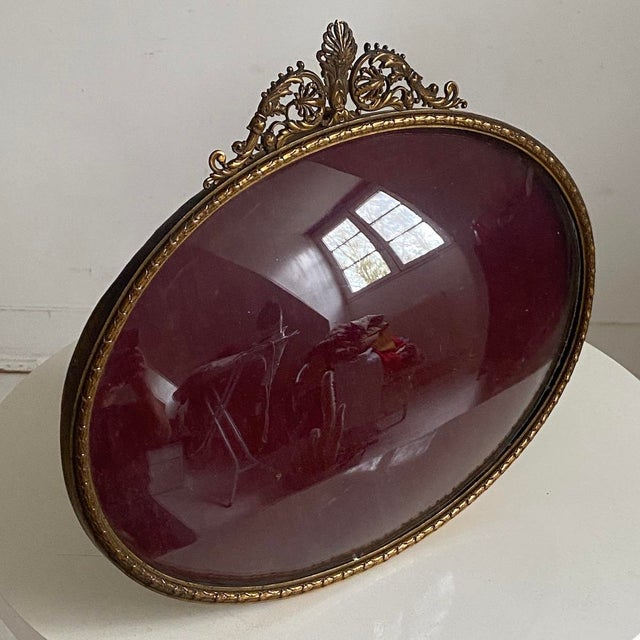 Louis XVI Style Brass Photo Frame with Convex Glass, 19th Century, in Good conditions. Designed before 1890
