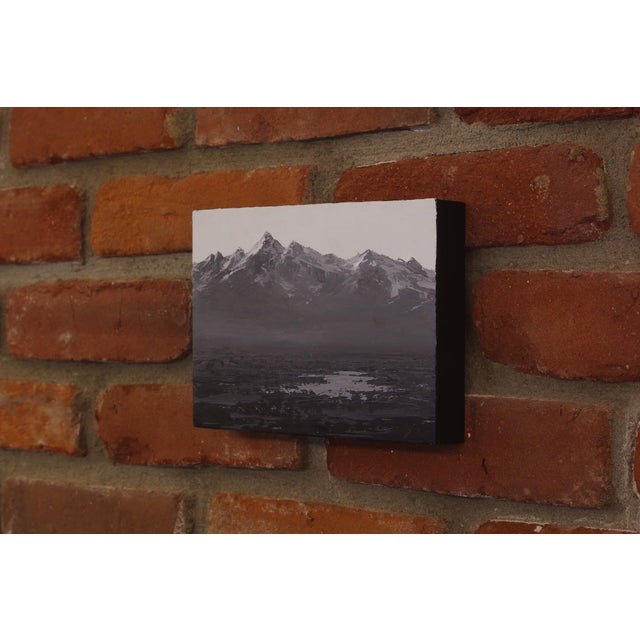 Contemporary Above Plain by Todd Carpenter | Oil on Board Landscape of mountains and a plain below For Sale - Image 3 of 3