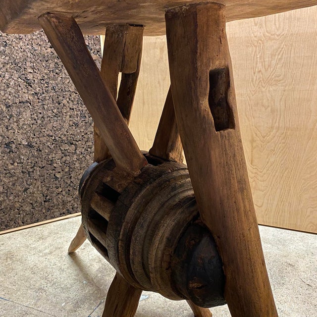 Late 19th Century French Primitive Wheel Hub Side Table For Sale - Image 14 of 16