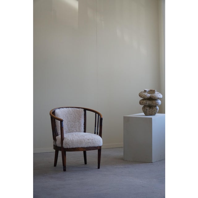 1920s Set of Danish Armchairs in Beech & Lambswool, 1920s For Sale - Image 5 of 18