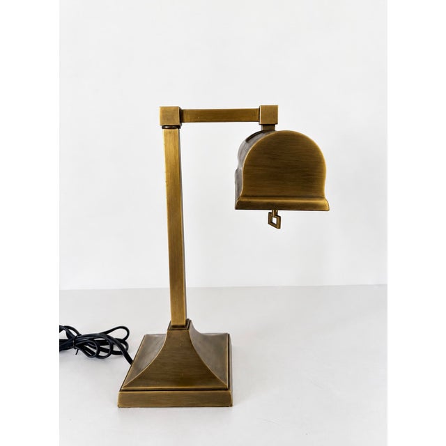 2010s Aged Brass Bankers or Library Lamp For Sale - Image 4 of 18