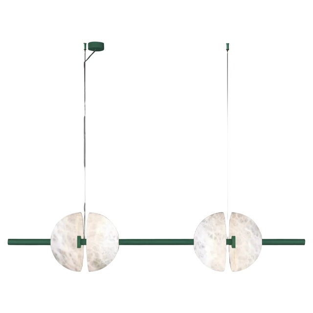 Ermes Freedom Green Metal and Alabaster Pendant Light 1 by Alabastro Italiano For Sale