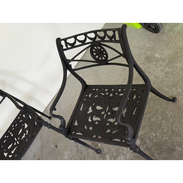 1960s Vintage Star and Dolphin Double Settee Arm Chair Table With Filigree a Set of 3 For Sale - Image 5 of 12