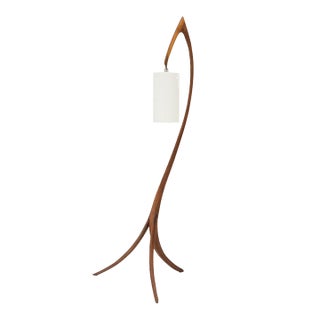 Michael Wilson Black Walnut Tripod Floor Lamp For Sale