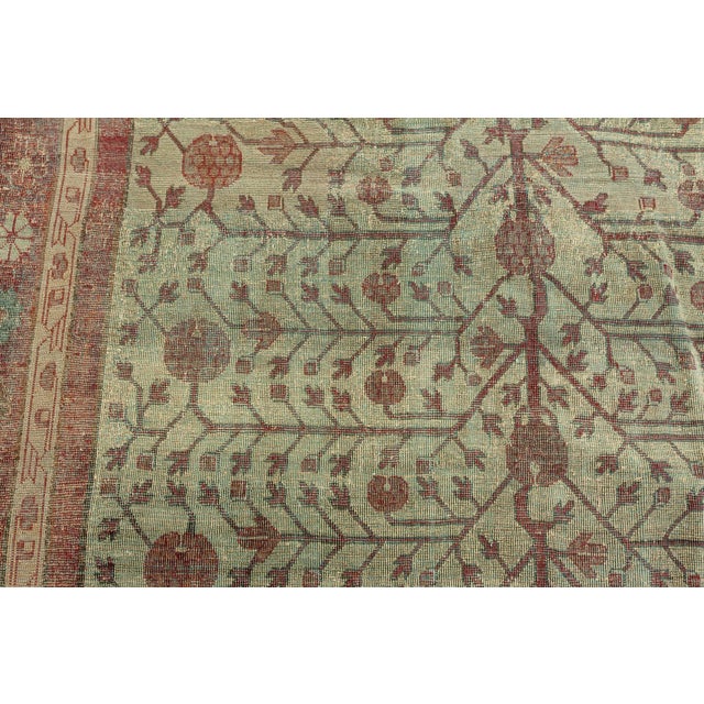 Antique Silk Yarkand Samarkand Rug Size: 10'10" × 12'1" (330 × 368 cm) This exceptional antique rug, originating from the...