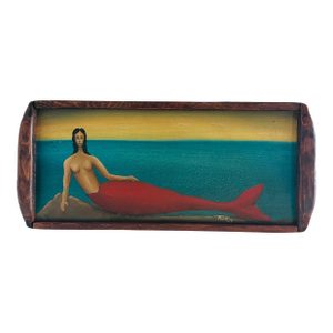 Vintage Folk Art Painting of a Mermaid, Signed